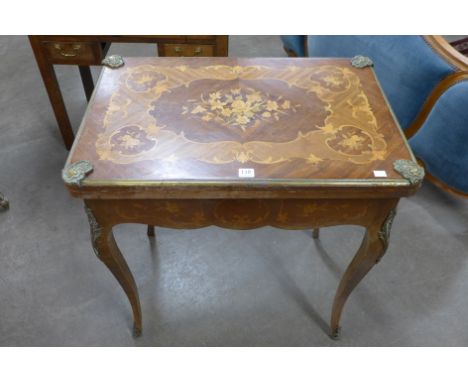 A 19th Century French rosewood and marquetry inlaid card table