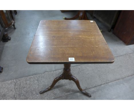 A George III oak square tripod table