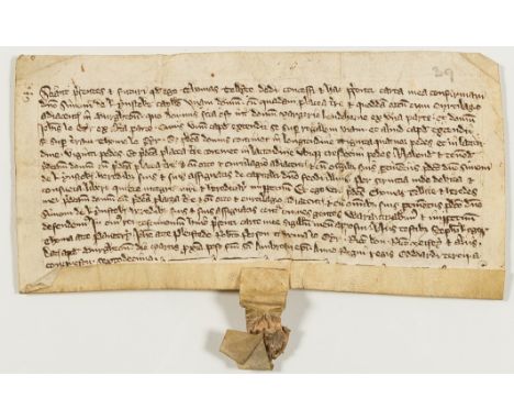 Hampshire, Broughton.- Charter, I Thomas Tellyte grants and confirms to Simon de Lynstoke a curtilage in Burghton [Broughton]
