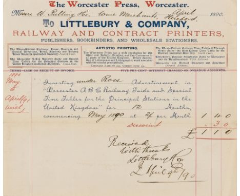 Billheads etc.- Collection of billheads, including: The Worcester Press, W.A. Ross &amp; Co. Aerated &amp; Mineral Water Manu