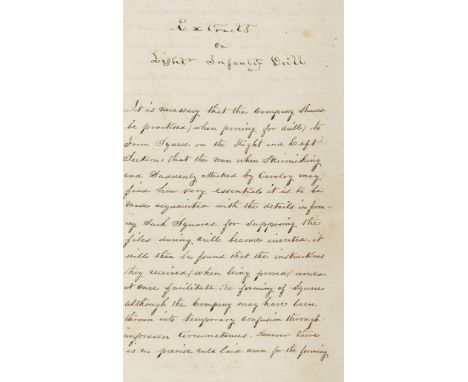 NO RESERVE Army Drill.- [Brown (Colour Sergeant)] Extracts on Light Infantry Drill, manuscript, 12 pen and ink illustrations 