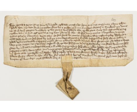 Hampshire, Broughton.- Charter, I Simon de Lynstoke [Longstock] grants and confirms to Thomas Tellyte and his wife Isabelle a