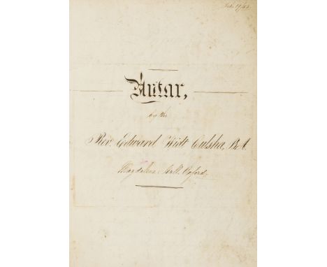 Oxford poetry.- Culsha (Rev Edward Widt, educated at Magdalen Hall, Oxford, Curate of Holy Trinity, Burton-on-Trent, Curate o