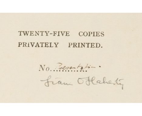 O'Flaherty (Liam) The Child of God, out-of-series copy signed by the author and marked "Presentation", from an edition limite