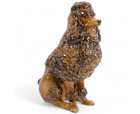 Vintage Italian glazed pottery French cut Poodle, H41cm 