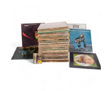 A quantity of vinyl LPs, '70s rock, including various artists such as Jimi Hendrix, Van Morrison, The Doobie Brothers, Willie