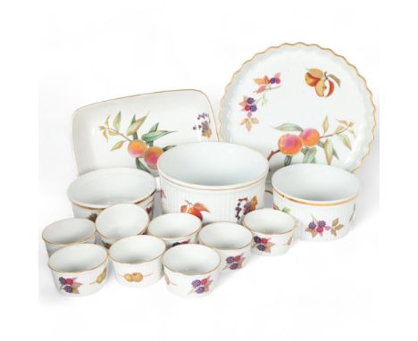 Royal Worcester Evesham pattern souffle dishes, ramekins etc 