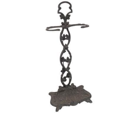 A Vintage painted cast-iron stick stand, with foliate decoration, 63cm 