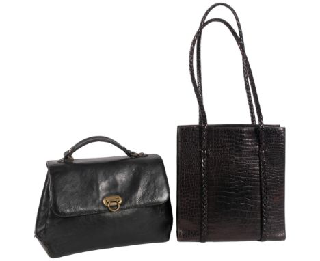 Vintage Melanie leather handbag, 32cm across, and a Bally leather bag with plaited handles 