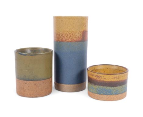 Robin Welch, 1970s Studio pottery, a vase, 15.5cm, and 2 smaller pieces, with maker's marks 