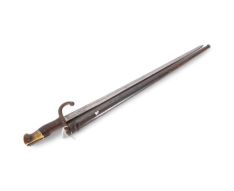 A French military model 1874 bayonet and scabbard, blade length 52cm, overall length 66cm, serial no. to the scabbard 