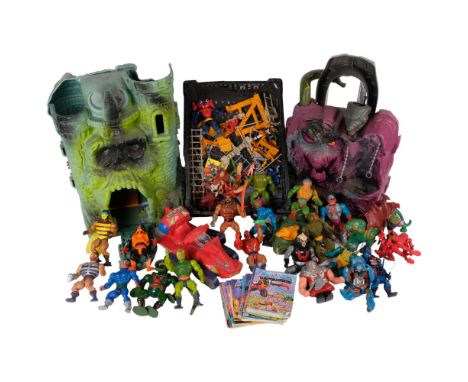 HE-MAN & MASTERS OF THE UNIVERSE - a selection of loose figurines, vehicles, and weapon accessories, all produced by Mattel I