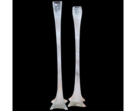 2 very tall Vintage glass vases, tallest 108cm 