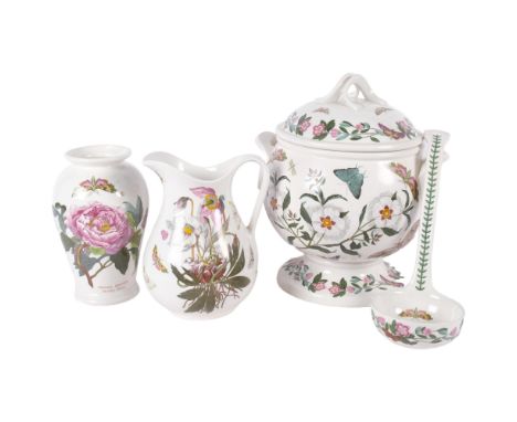 Portmeirion Botanic Garden tureen cover with ladle, matching jug and vase 