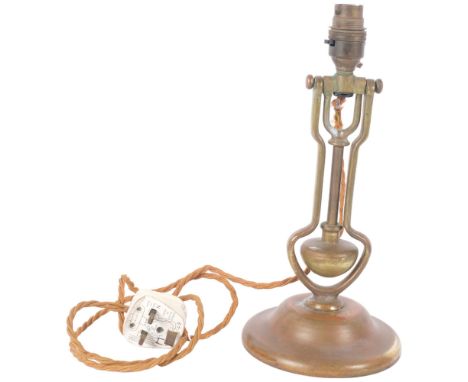Vintage gimballed brass ship's bulkhead electric lamp, H29.5cm 