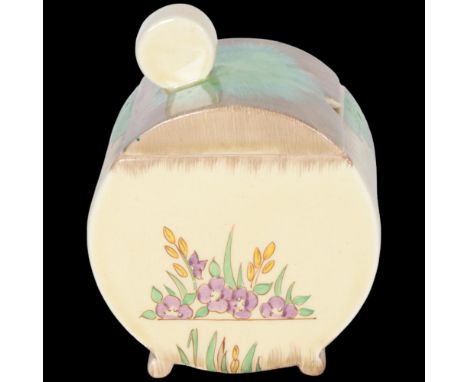 CLARICE CLIFF - a Clarice Cliff preserve pot and cover, in Glendale Trees pattern, circa 1936, H11cmGood condition 