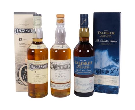 Boxed Talisker Single Malt Scotch Whisky, a 12 year old Cragganmore Scotch Whisky, and another, boxed 