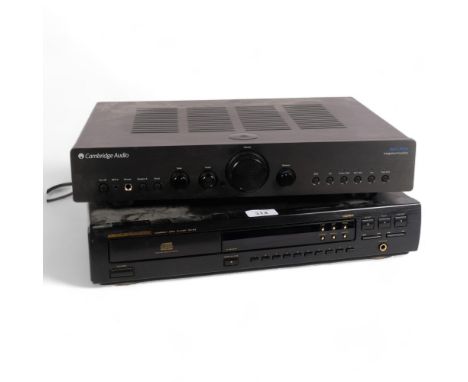 A Marantz CD-63 compact disc player, model no. 74CD63/05B, and a Cambridge Audio Azur 350A integrated amplifier, serial no. Y