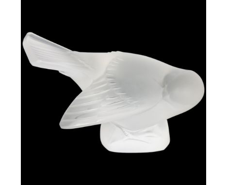 A Lalique frosted glass study of a dove, L11.5cm, engraved Lalique France to the undersideGood overall condition, no chips or