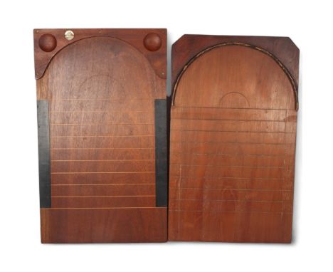 2 similar Vintage Shove Ha'penny wooden board, 1 without maker's label, second with maker's label "Bentalls" (2) 