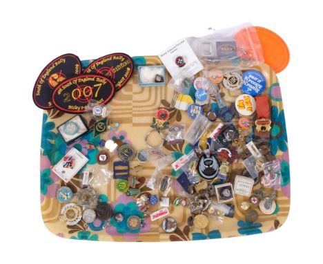 A large selection of Vintage badges and patches, including various associated with the British Legion, and many other adverti