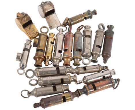 A collection of Vintage Girl Guide and Boy Scout whistles 