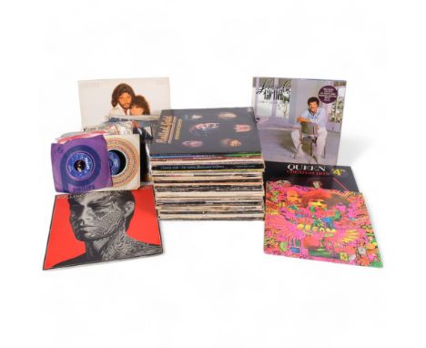 A quantity of vinyl LPs and 7" singles, various artists and genres, including Roxy Music, John Mayall, Lionel Ritchie, The Po