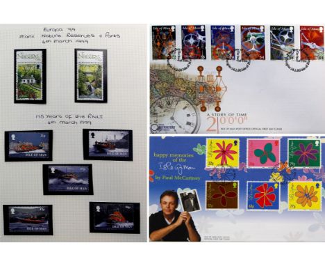 Thirteen albums containing stamps from the the Isle of Man 
Comprising five albums containing mint stamps and eight albums co
