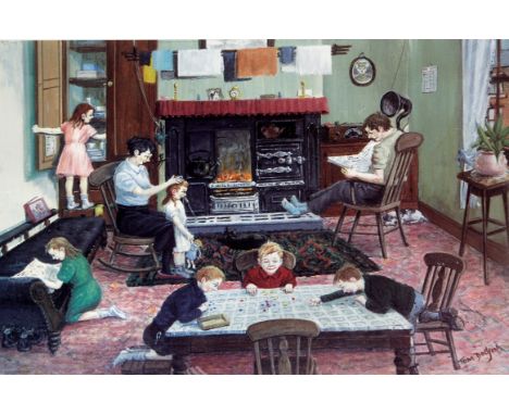 Tom Dodson (British, 1910-1991) - 'An Evening at Home'
A pencil signed limited edition colour print, no. 66/850, margin stamp