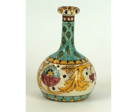 Arts & Crafts Granville Pottery vase
Of bulbous form with cylindrical neck, painted with stylised flowerheads and foliate on 