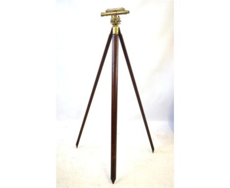 A 19th Century brass surveyor's level by L. Casella of London
Inscribed '9 in. C. L. N? 25', raised on wooden tripod stand, t