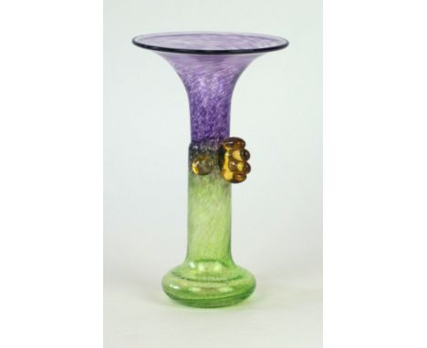 Kosta Boda Art glass vase
Relief decorated with a stylised hand and circular ball in an amethyst and lime green colourway, de