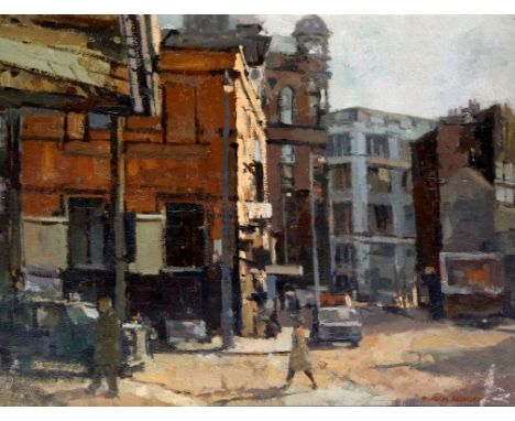 Gordon Radford MAFA (British b.1936)- 'Near Victoria Station, Manchester, leading to Cross Street'
Oil on canvas, signed, tit