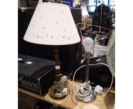 Chrome metal base bedside lamp and another. All electrical items in this lot have been PAT tested for safety and have passed.