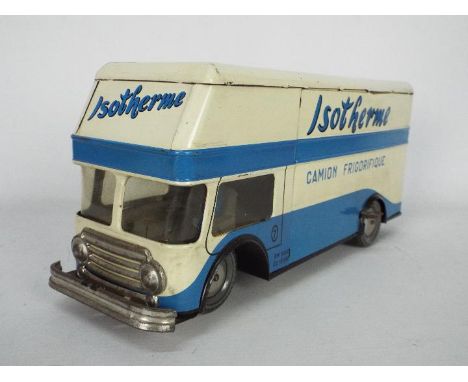 Joustra - A vintage clockwork tinplate Isotherme Refrigerated van. The model shows signs of play use and one of the rear door