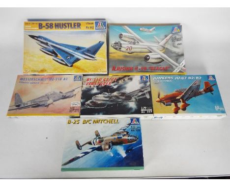 Italeri - 6 x boxed 1:72 scale aircraft model kits including # 060 Illjushin IL-28 Beagle, # 142 B-58 Hustler, # 079 Junkers 