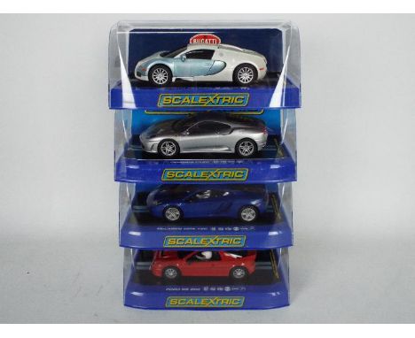 Scalextric - Four boxed Scalextric 1:32 scale slot cars. Lot consists of C3173 Bugatti Veyron; C2874 Ferrari F430; C3279 McLa