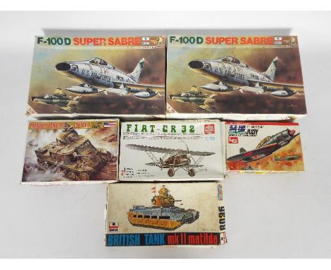 ESCI, LS, Supermodel - Six boxed 1:72 scale plastic model kits. Lot includes Supermodel Fiat CR32; LS Japanese Navy Diving Bo