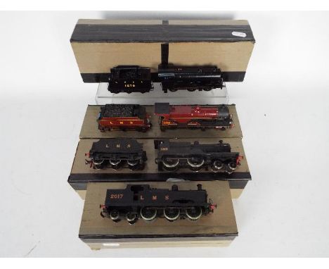Unbranded - 4 x 00 gauge locos, 3 x metal kit built models, a 4-4-0 Compound Engine in LMS maroon livery operating number 105