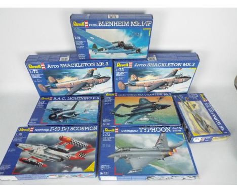 Revell - A boxed collection of 8 1:72 scale military aircraft plastic model kits by Revell . Lot includes Revell #04101 Avro 