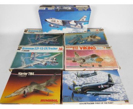 Hasegawa - Humbrol - 7 x boxed military aircraft model kits in 1:72 scale including # K1 U.S. Navy Tracker Anti Submarine Pat