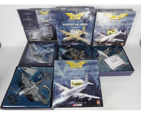 Corgi Aviation Archive - 4 x boxed 1:144 scale military aircraft, a 1st issue Lockheed Constellation in USAF livery # 47506, 