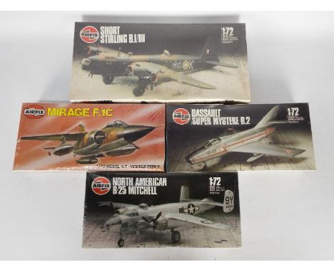 Airfix - 4 x factory sealed 1:72 scale aircraft model kits including # 06002 Short Stirling B.I/III, # 904022 Dassault Mirage