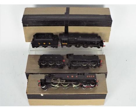 Unbranded - 3 x kit built metal locos, a 2-6-4 tank engine in LMS black livery operating number 2529, a Fowler 4F 0-6-0 loco 