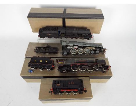 Hornby Dublo - 4 x 00 gauge locos, a modified and repainted 8F 2-8-0 which has been converted to two rail, a repainted City C