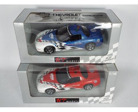 UT Models - 2 x boxed 1:18 scale Chevrolet Corvette 1999 Le Mans Safety Cars # UT0597. Both models appear Mint in Fair to Goo