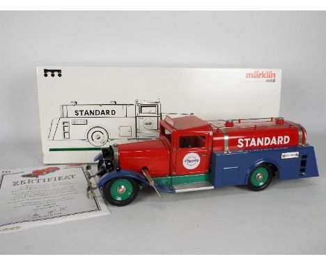 Marklin - A limited edition 1:16 scale clockwork vintage style tinplate tanker truck with working head lamps and opening door