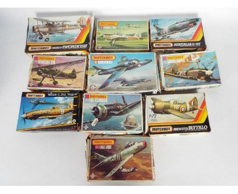 Matchbox - A collection of 10 boxed vintage 1:72 scale military aircraft plastic model kits by Matchbox. Lot includes PK-24 B