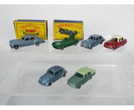 Matchbox, Moko, Lesney - A group of six boxed and unboxed Matchbox Regular Wheels. Boxed examples consist of #41 Jaguar D-Typ