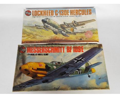 Airfix - 2 x boxed aircraft model kits, # 912002 a 1:24 scale Messerschmitt Bf109E dated 1981, # 09001-0 Lockheed C-130E Herc